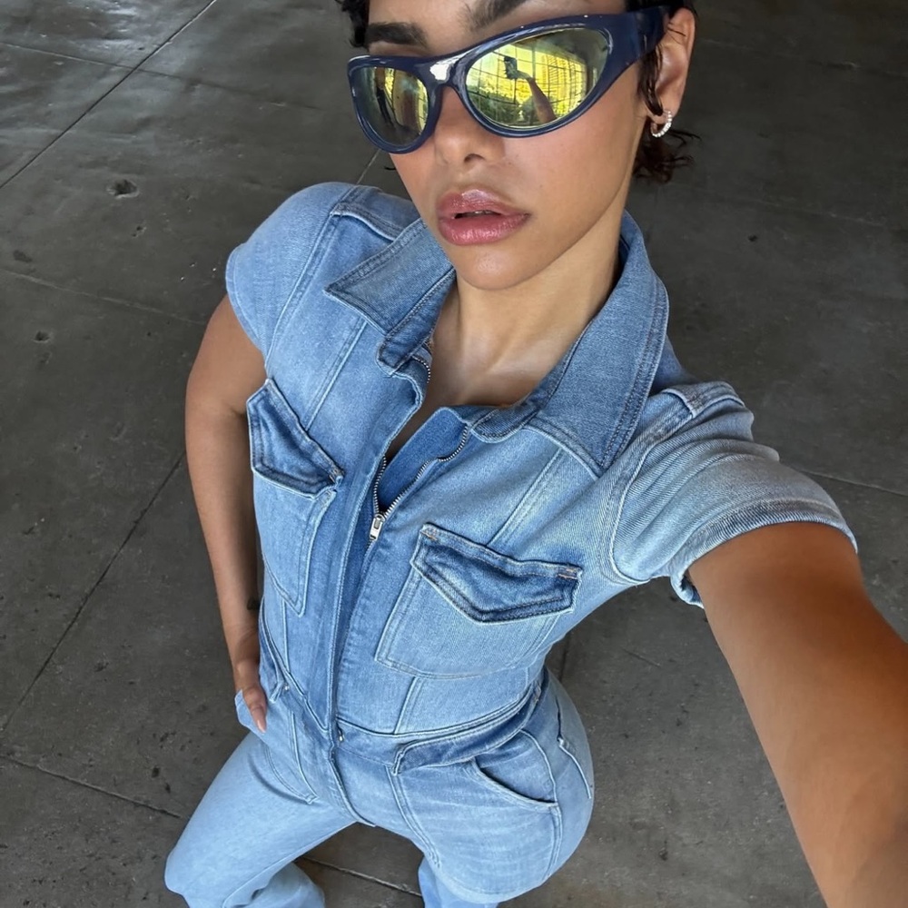 Good American light Blue Denim Jumpsuit